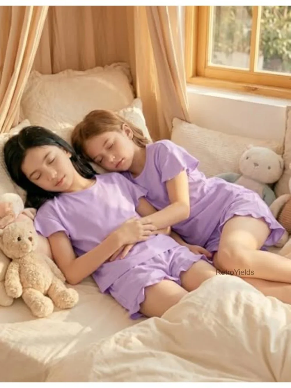 Girls Pajama Sets Short Sleeve Ruffle Sleepwear Soft Kids PJs 2 Piece